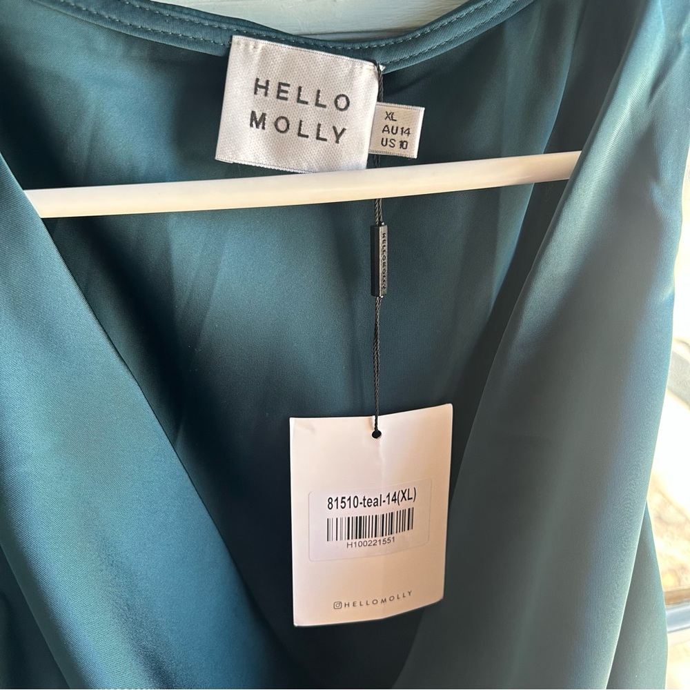 NWT Hello Molly Cowl Neck Formal Long Maxi Dress Bridesmaid Gown Teal Green XL - Picture 8 of 11